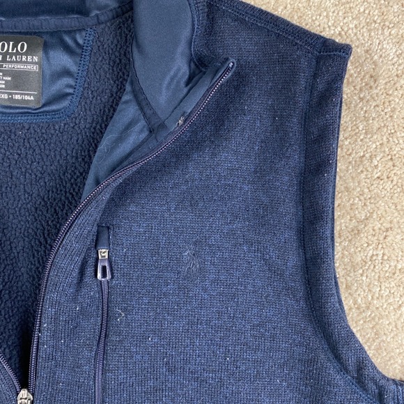 Polo Ralph Lauren Performance Mens XL Navy Blue Full Zip Sweater Fleece Vest - Picture 3 of 9